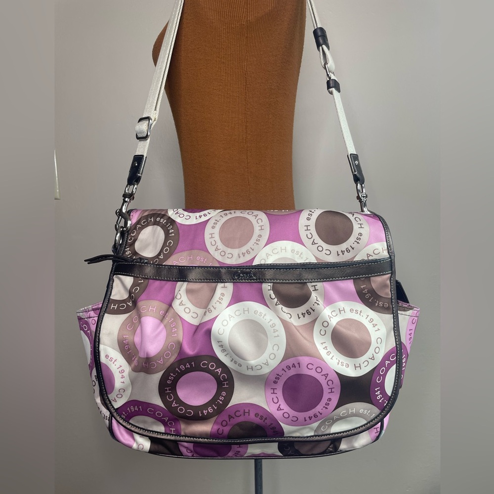 Coach Pink and Brown Patterned Bag